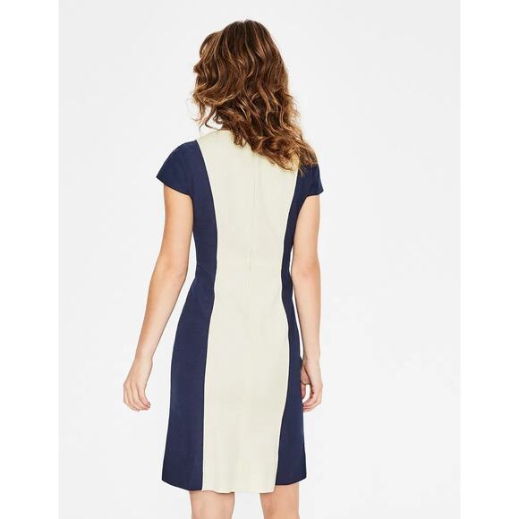Boden Womens Dress Sz 16 Freida Textured Navy Blue Ivory Shift Fit and Flare NEW - Picture 4 of 10